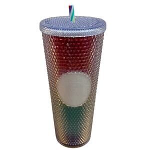 Starbucks Venti Rainbow Crystal Studded Cold Twist top closure tumbler‎ straw